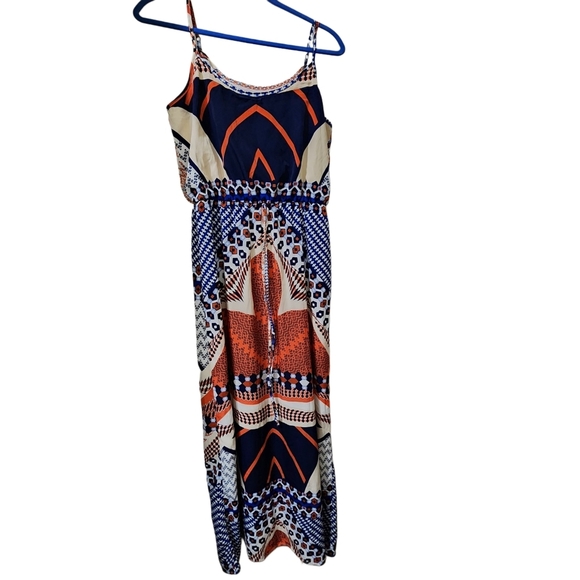 Luxology Bohemian style maxi dress medium blue orange cream - Picture 2 of 7